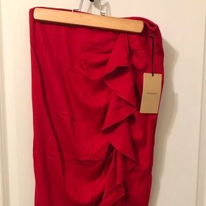 Halogen ruffle red pencil skirt